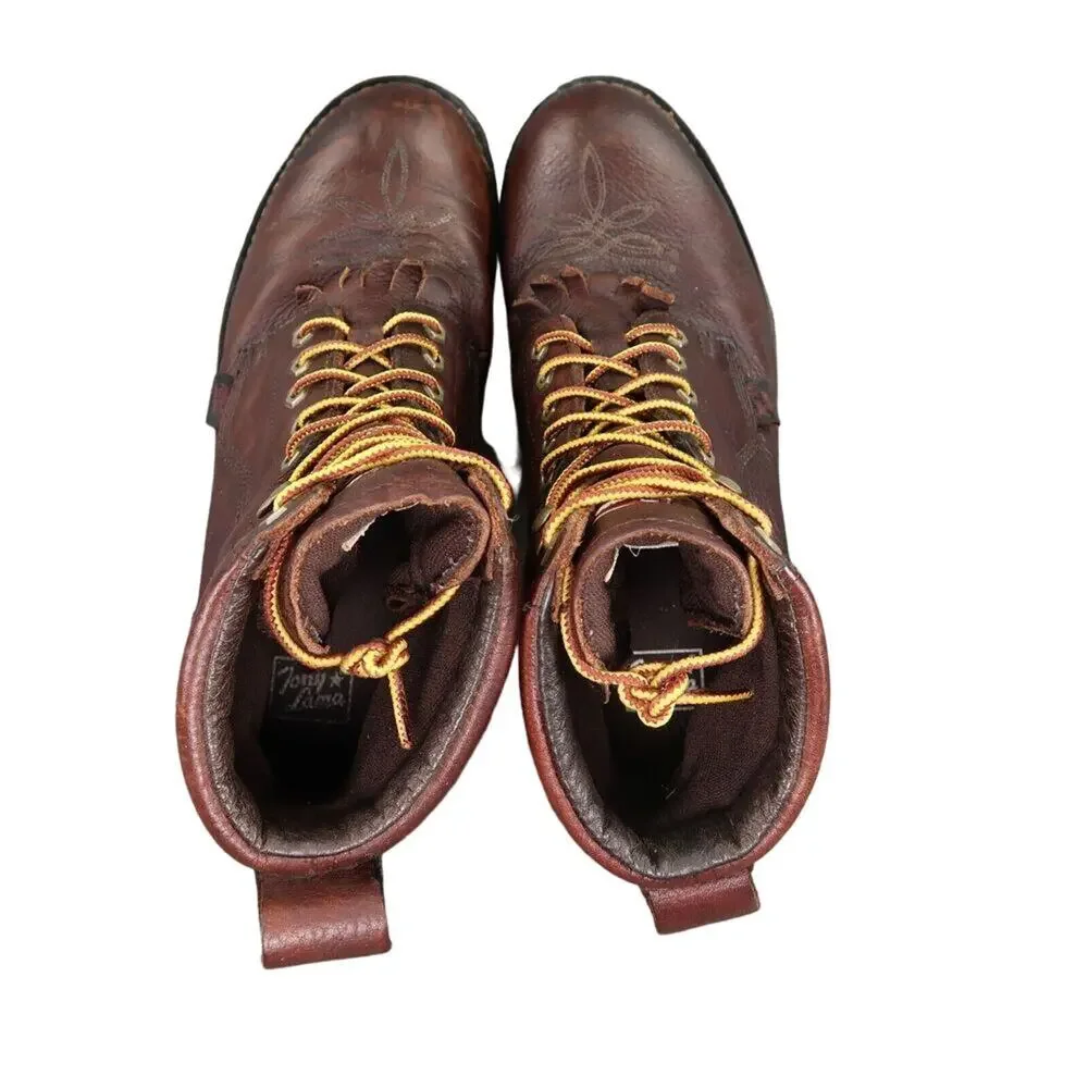 Tony Lama Shoes Mens 10 Boots Work Timber Lace Up Leather Waterproof Utility Mid